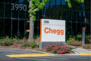 A photo of a Chegg Inc (CHGG) sign outside a building.