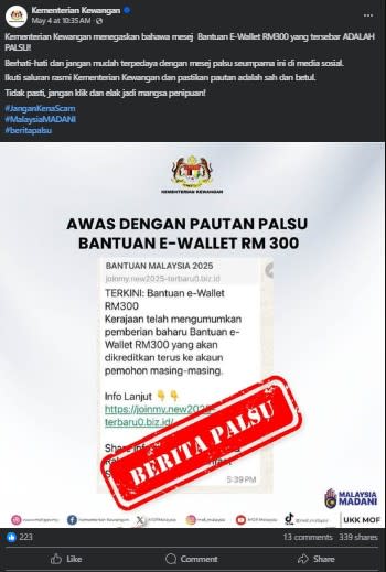 <span>Screenshot of the finance ministry's Facebook post taken on May 29, 2025</span>